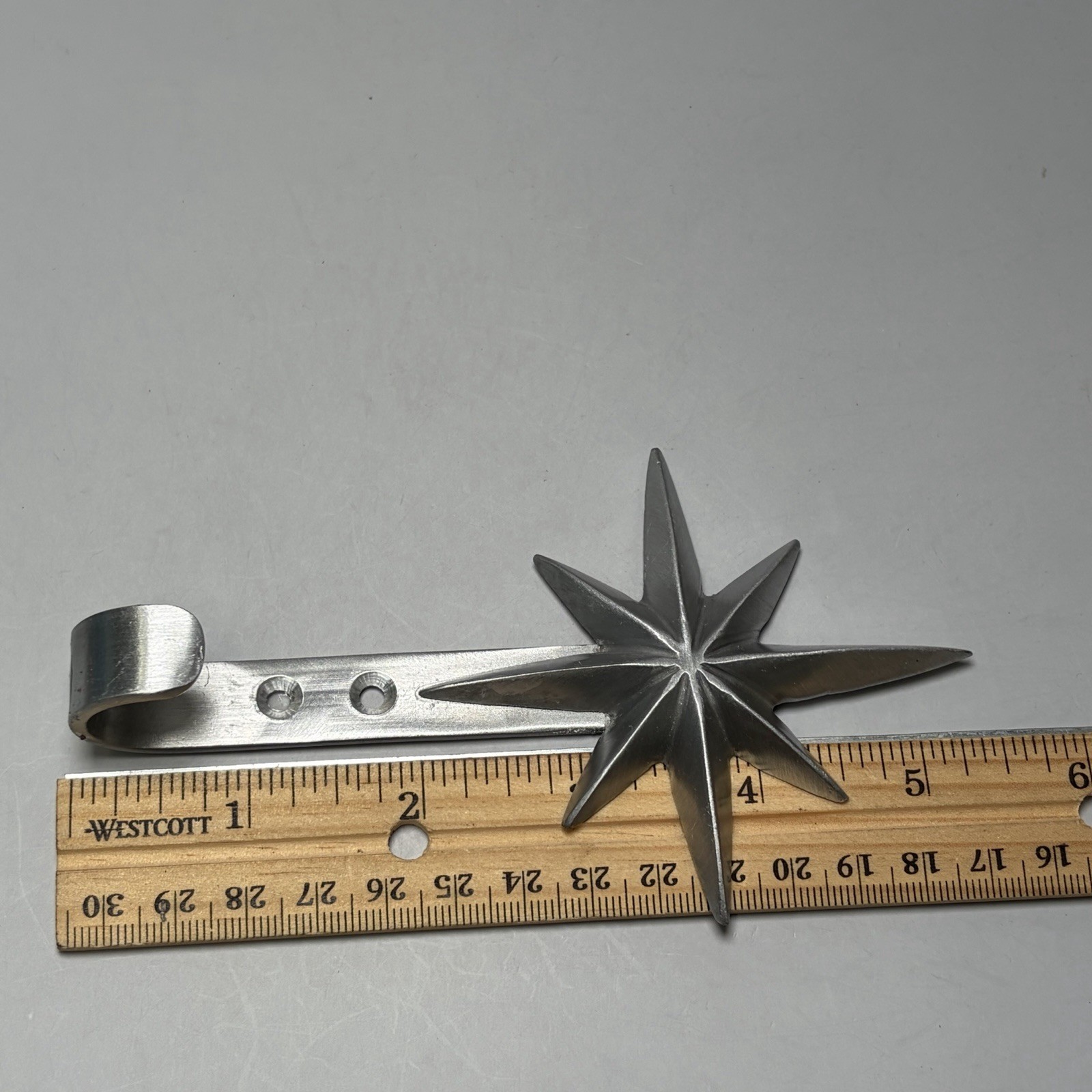 MCM Atomic Star Burst Metal Silver Robe Towel Hook Holder Wall Mount Bathroom 5"