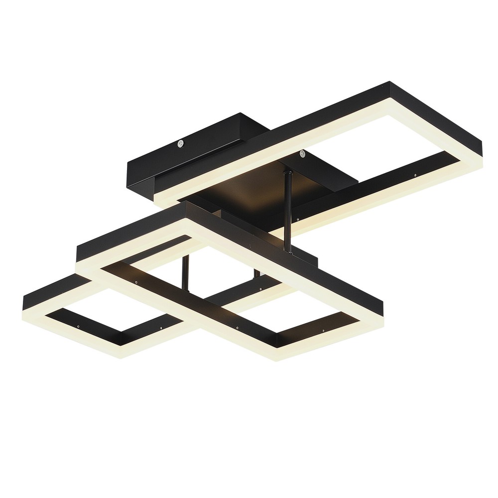 Ceiling Light Black Square Flush Mount Remote Control Dimmable Rectangle