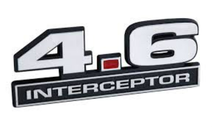 4.6 Liter 281 Engine Interceptor Emblems in Chrome & Black 5" Wide