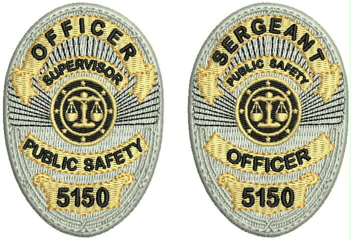 OFFICER SUPERVISOR EMBROIDERY PATCH 2.5X3.5 VELCR@ ON BACK SILVER
