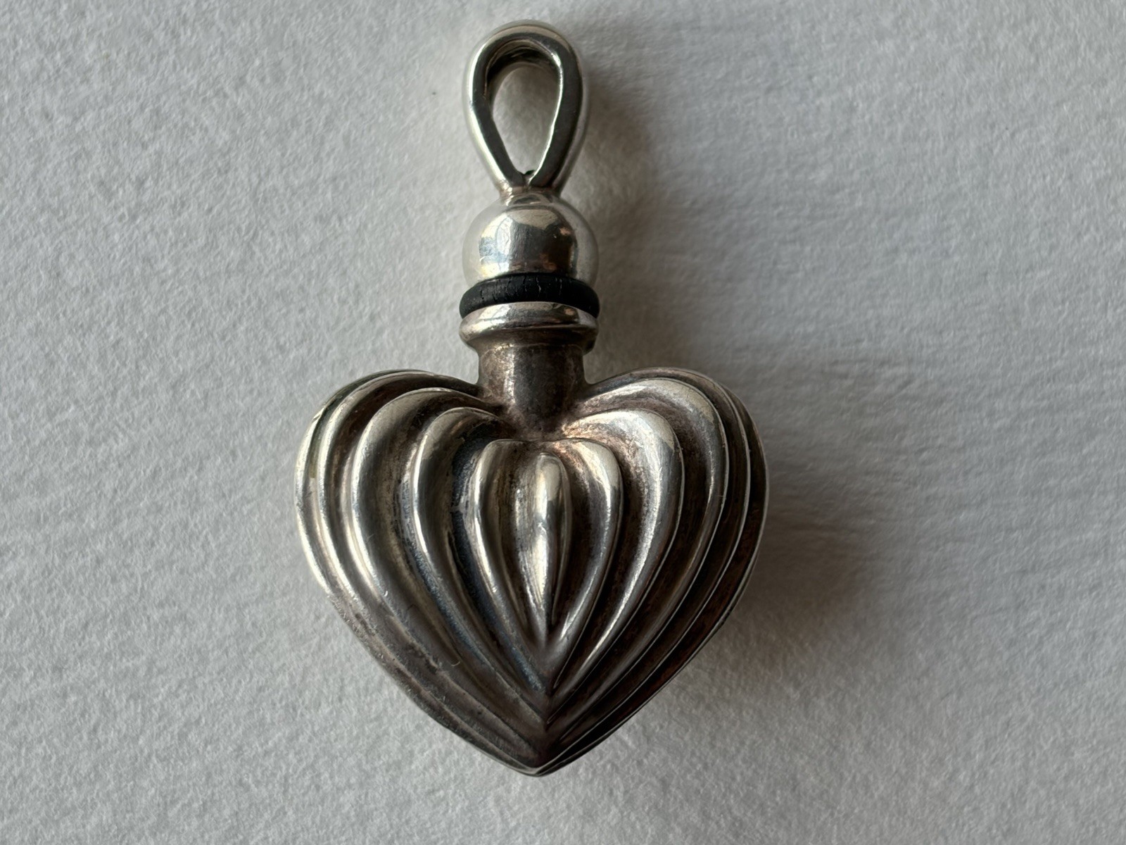 Logos Caviar Sterling Silver Heart Perfume Decanter Pendant