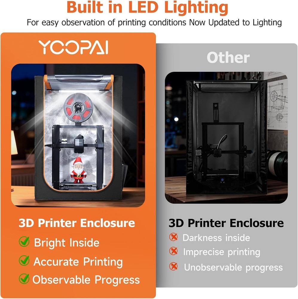 Fireproof 3D Printer Tent with LED Lighting - Upgrade Your Printing Experience