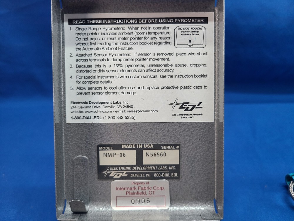EDL Pocket Probe Analog Pyrometer Radiation Thermometer