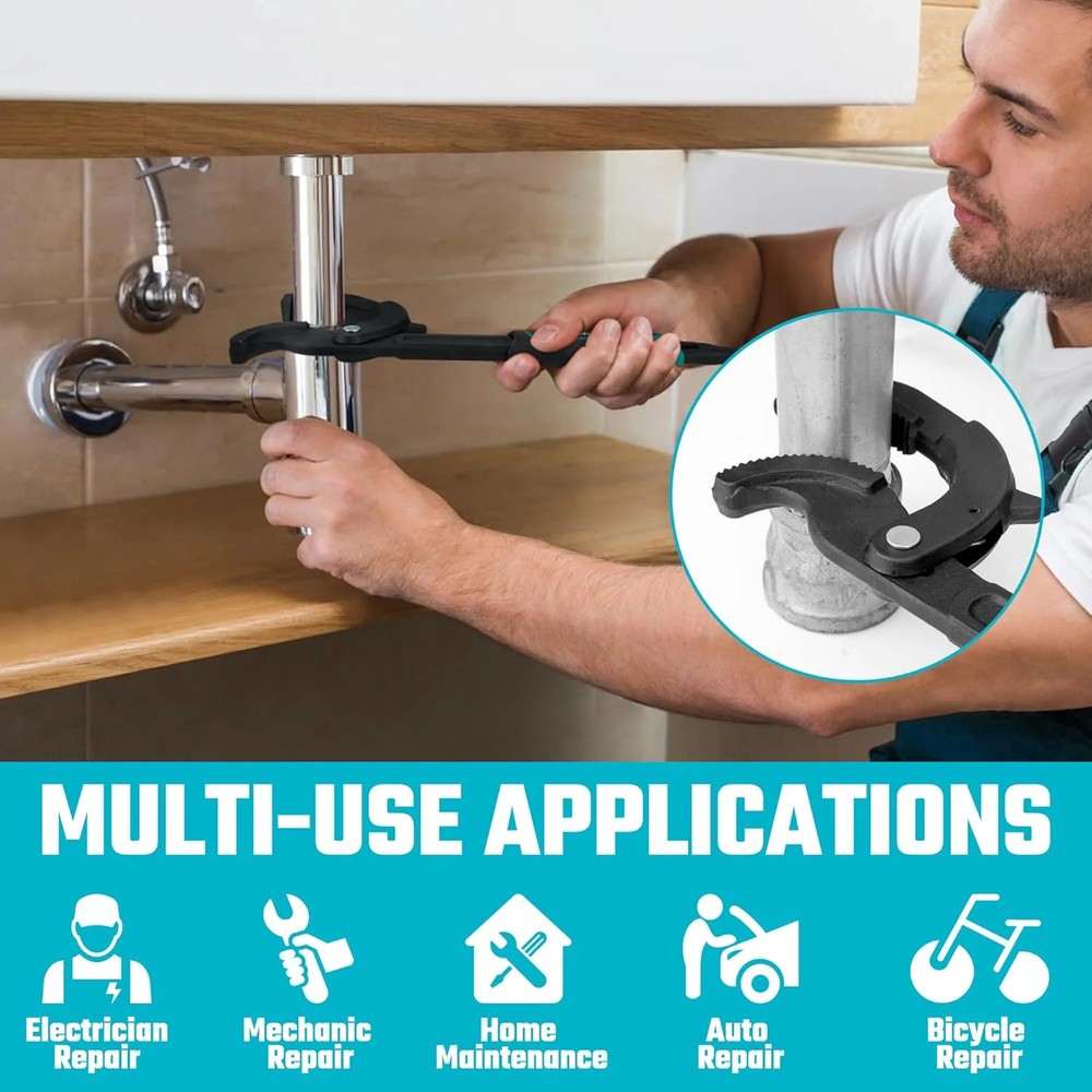 DURATECH Multi-function Adjustable Pipe Wrench Set, 2-Piece, Quick Self-Adjustin