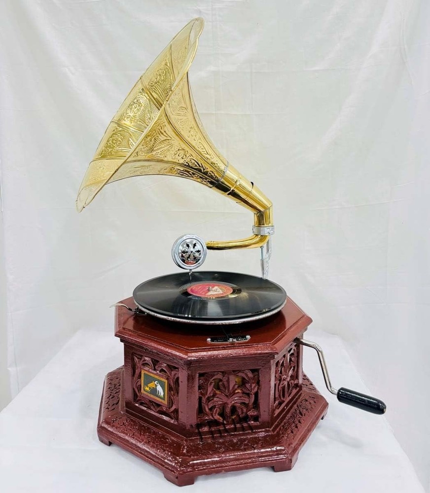 Antique Gramophone, Fully Functional Working Phonograph, win-up record player