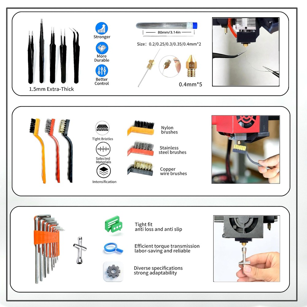 3D Printer Tools Kit,214 PCS 3D Printing Accessory Tools Kit with Password Lo...