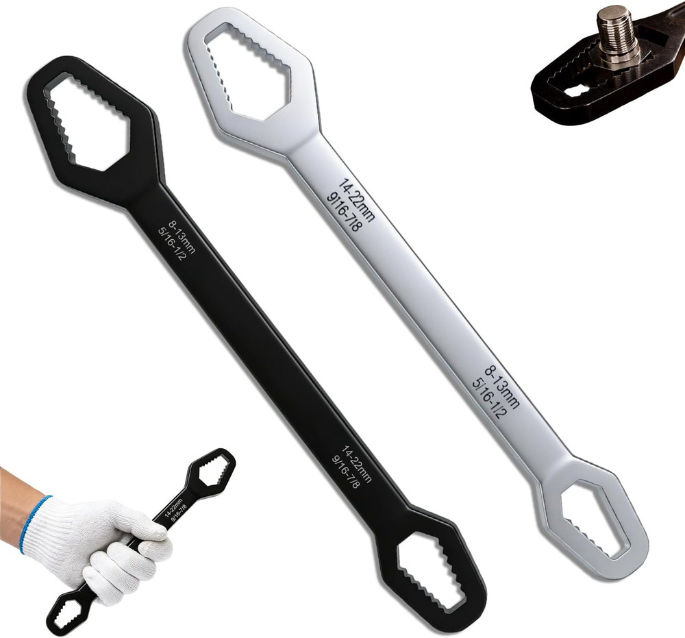 Universal Double Ended Wrench, Self-Adjusting Double Head Spanner Set, 14-22mm &