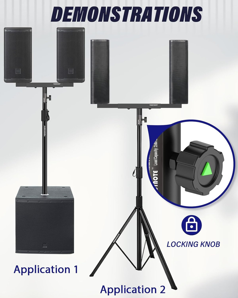 Dual Speaker Mount Bar Mounting Fork Bracket Speaker Pole Width Adjustable, Sing