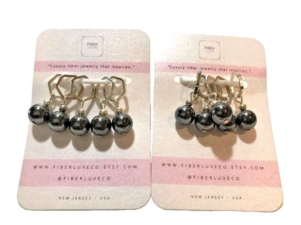Fiber Luxe Stich Markers Hematite. 2Pc. Set