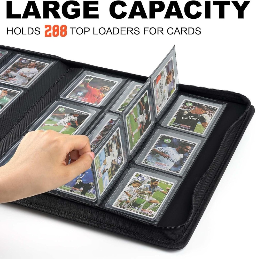 9 Pocket Toploader Binder Holds 288 3x4 Rigid Trading Card Holder Storage Gray