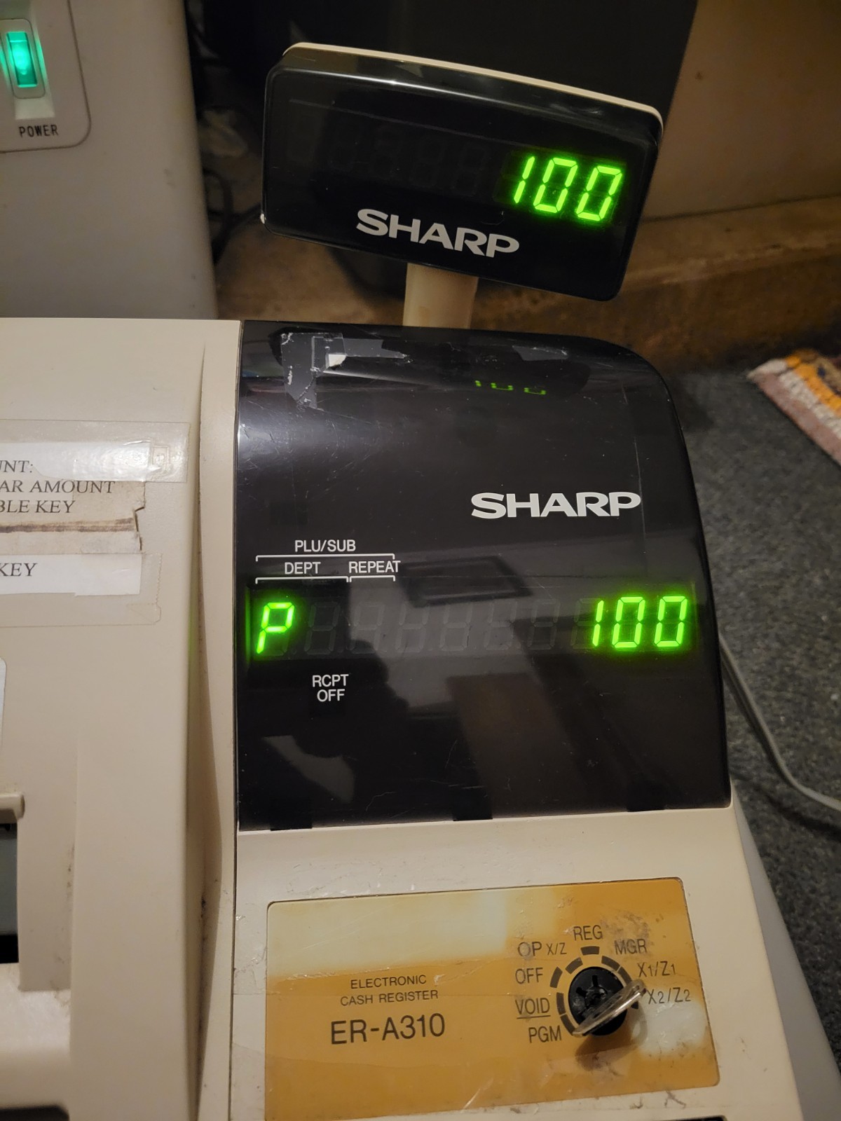 Sharp Electronic Cash Register ER-A310 With Key Tested Needs Paper