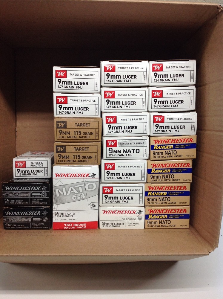 9mm used empty Winchester ammo boxes with trays