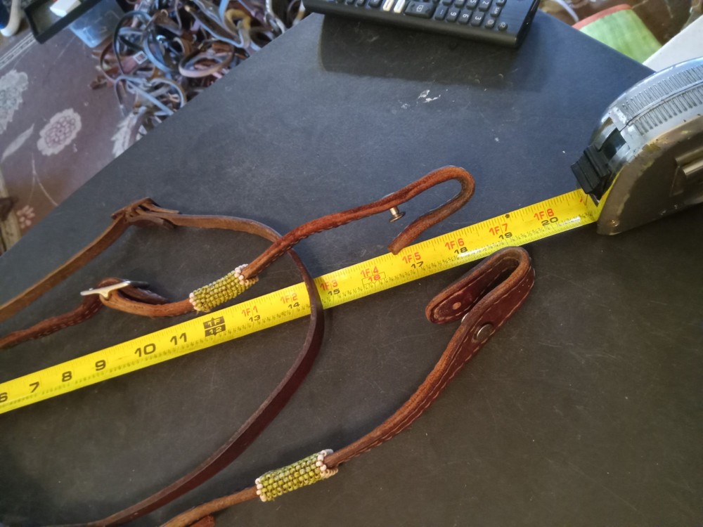 used leather one ear headstall beaded