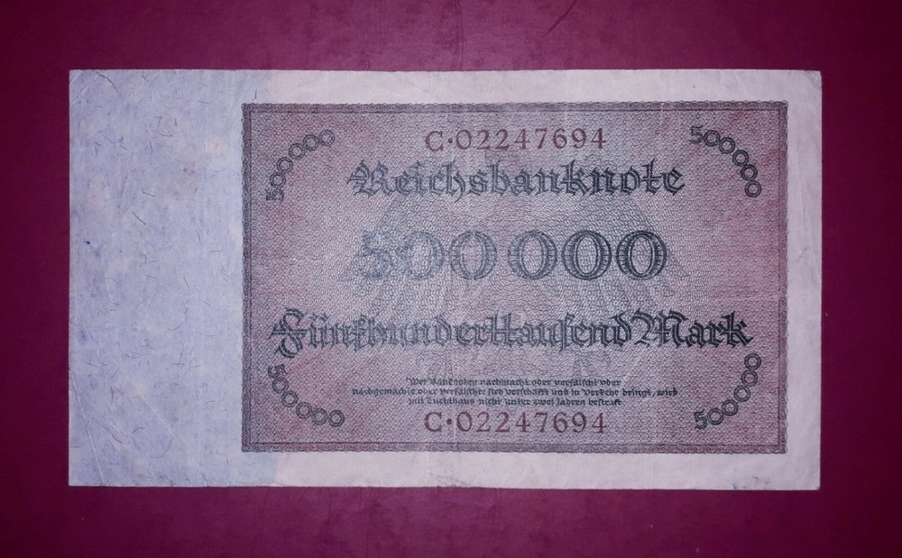 Germany "Weimar hyperinflation" 500.000 mark banknote,1923year(normal condition)