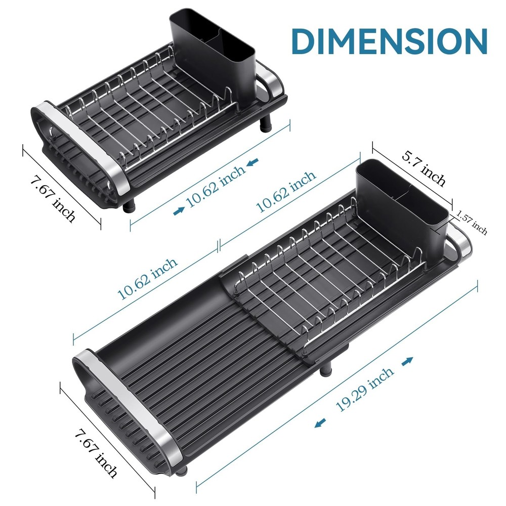 Small Dish Drying Rack, Mini Expandable Compact Dish Rack, Slim Extendable St...