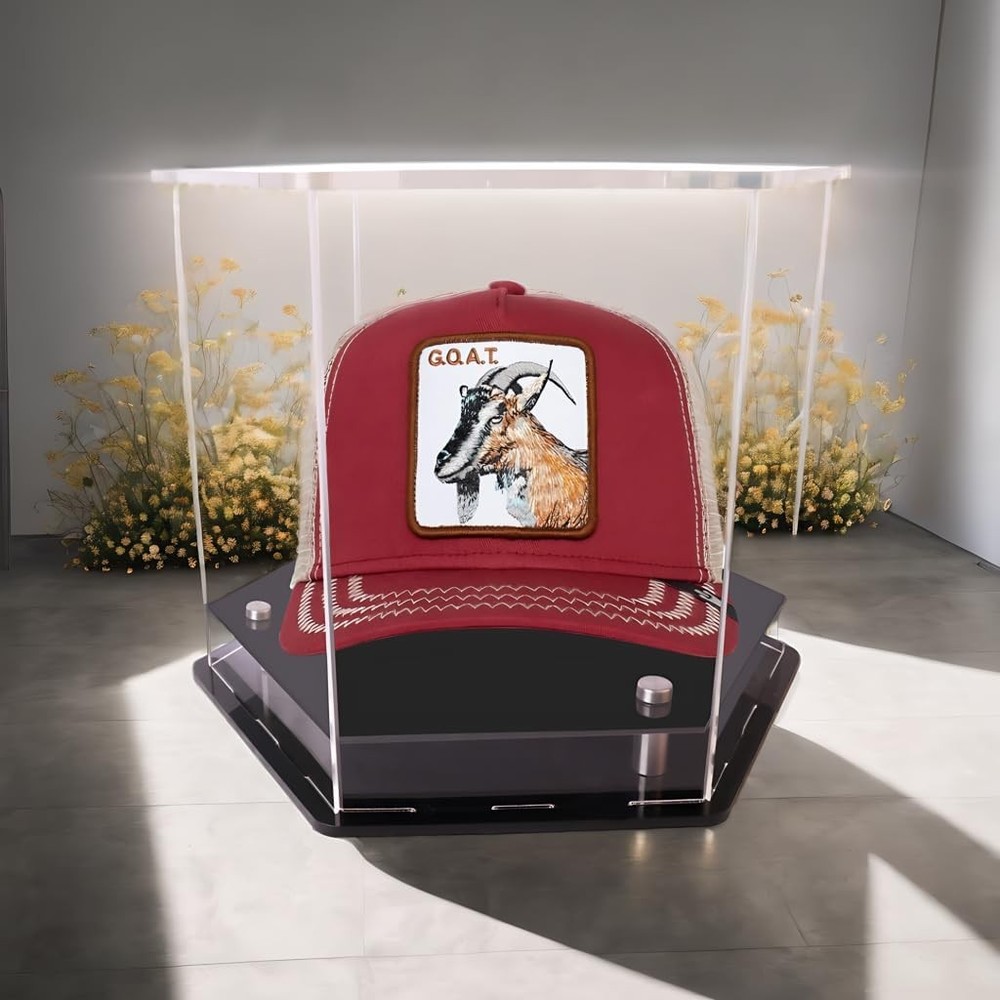 Clear Hat Display Case，hat case for Transparent+black