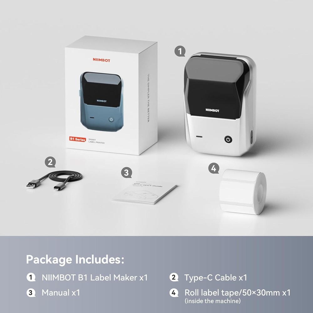 NIIMBOT B1 Label Maker Machine with Tape Portable Bluetooth Thermal Printer