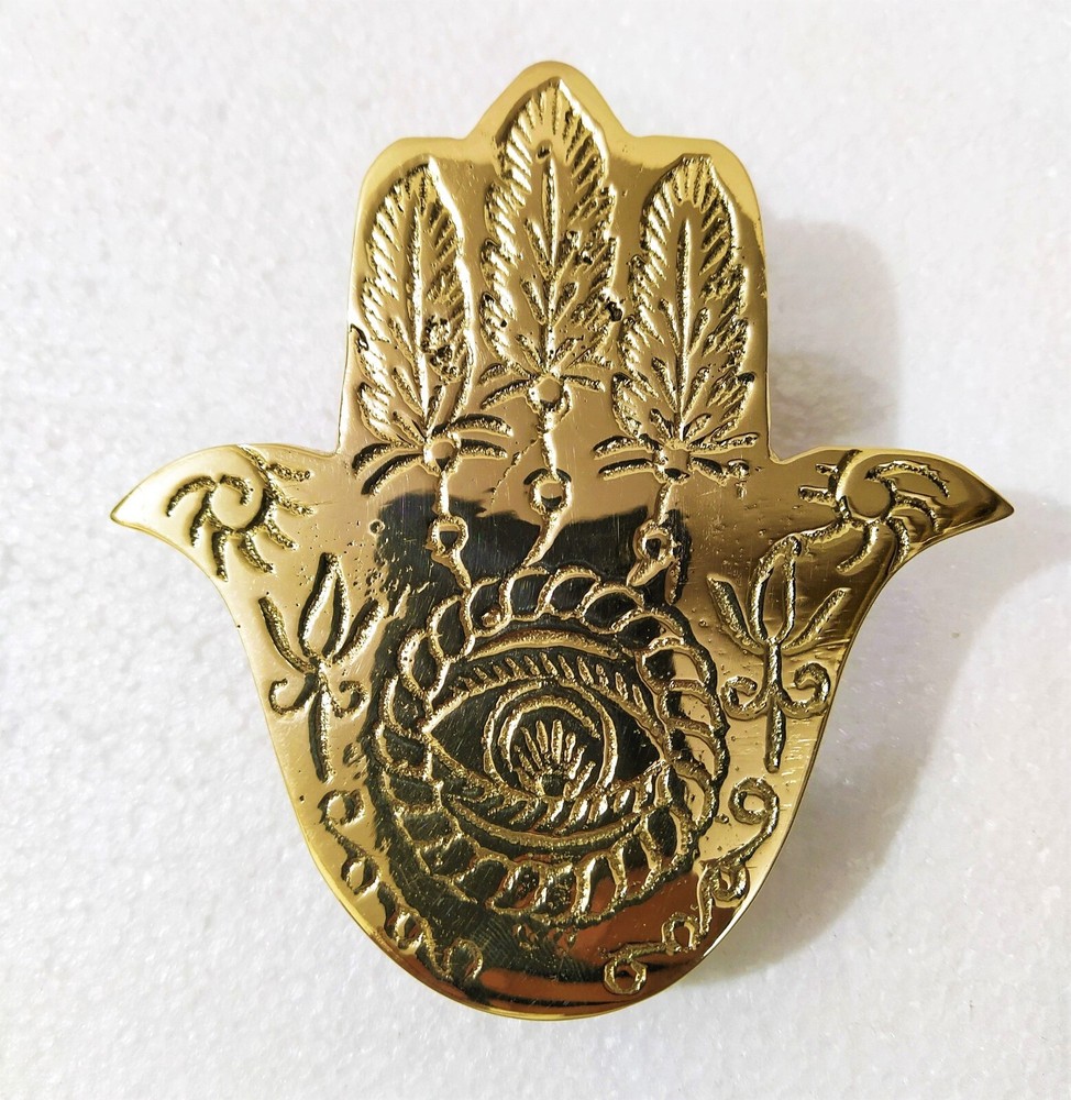 Religious Brass Hamsa Hand Door Knocker Evil Eye Solid Brass