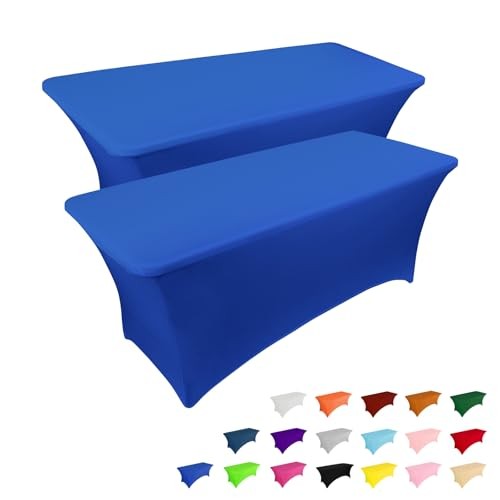 2 Pack 6FT Table Cloth for Rectangular Fitted Events 6 Ft - 2 Pcs Royal Blue