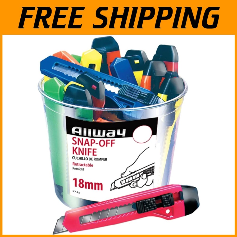 Durable 18mm Snap-Off Knives, 25-Pack