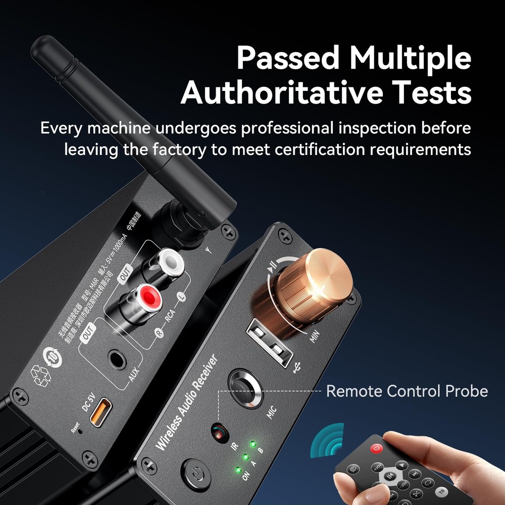 Bluetooth 6.0 Receiver, Bluetooth Audio Adapter with 3.5mm AUX RCA Cable, Wir...