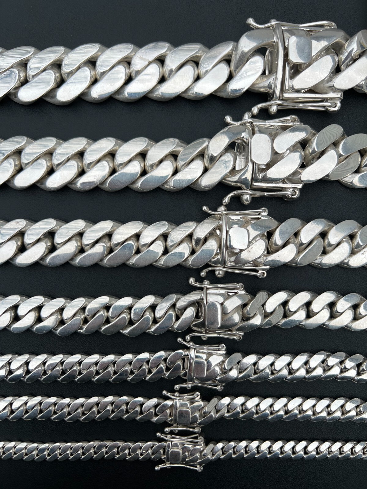 Real Handmade Tight Link Miami Cuban Chain Bracelet or Necklace in 999 Silver
