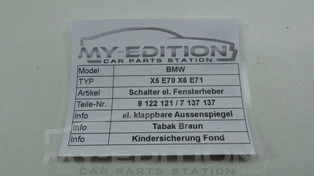 BMW X5 e70 X6 e71 power window switch switching center switch window regulator VL.