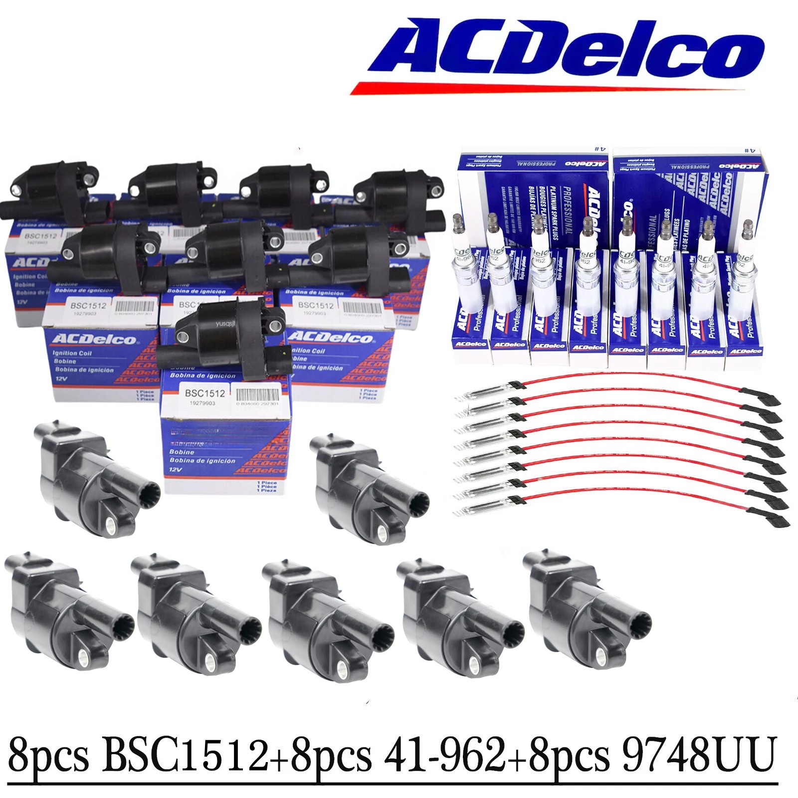 Genuine UF414 8x Ignition Coils+Spark Plugs+Wireset For GMC Chevy SilveradoTahoe