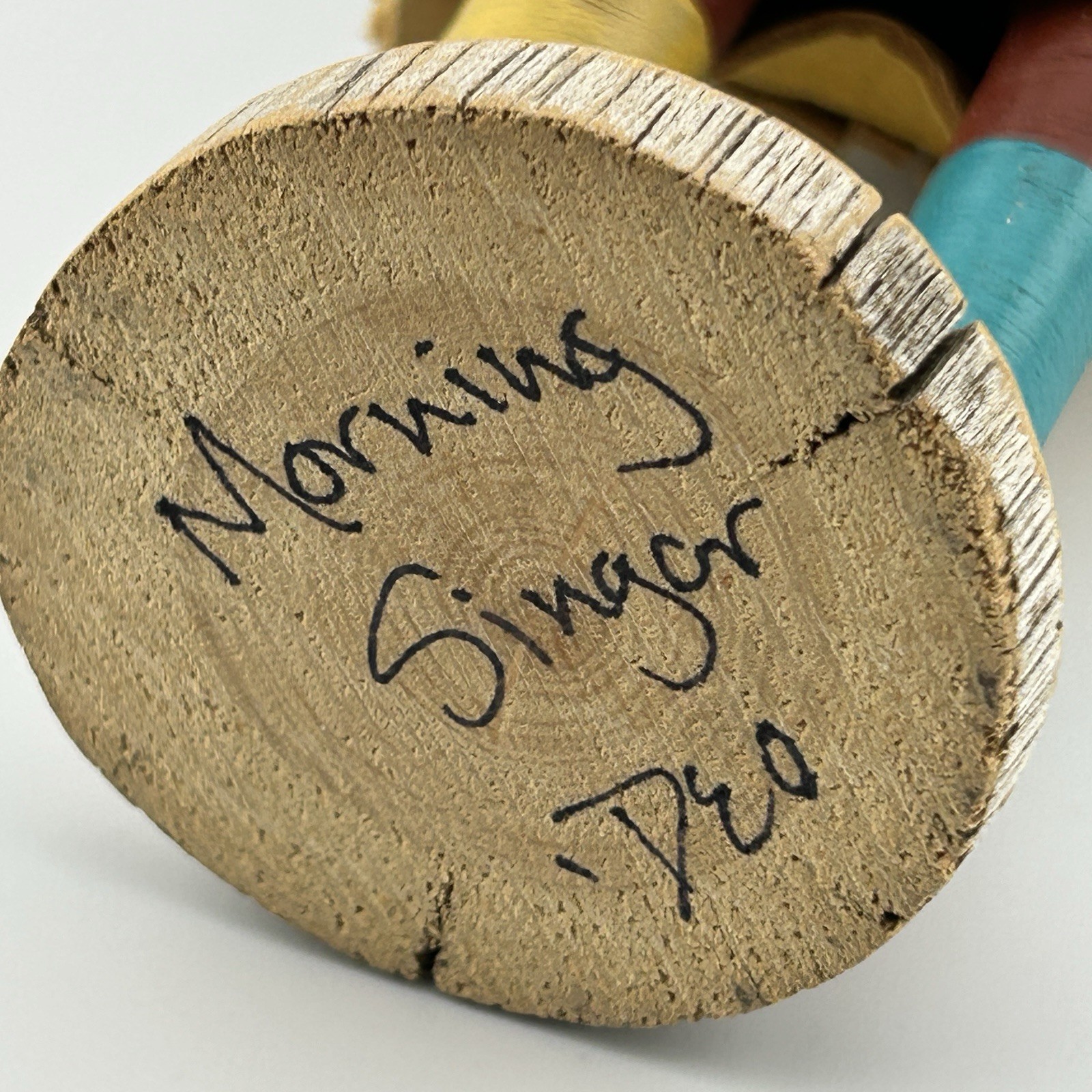 Navajo Morning Singer Kachina Doll Carved Suede Signed Deo Talavai 1980s Vintage