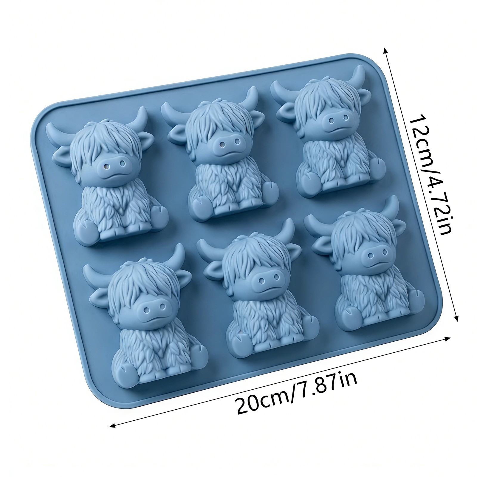 Mini Highland Cow Ice Cube Mold,Cute 3D Highland Cow Silicone Ice Cube Tray KU