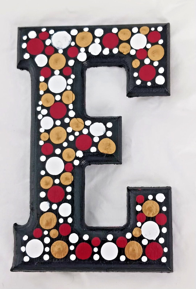 Dot Painted Wood Letter-E