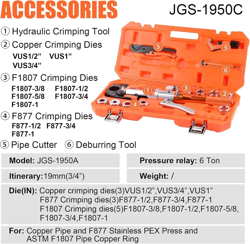 ProPress Tool Kit 1/2 3/4 1 Copper PEX