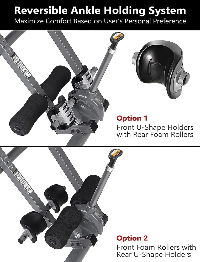 Inversion Table with Adjustable Headrest, Reversible Ankle Holders, and 300 l...