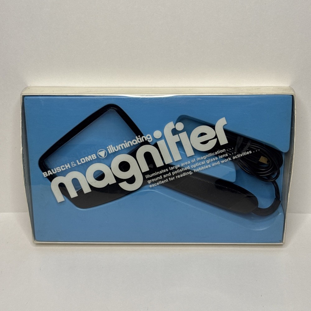 Vintage Bausch & Lomb Illuminated Magnifying Glass Rectangular Light Up, WORKING