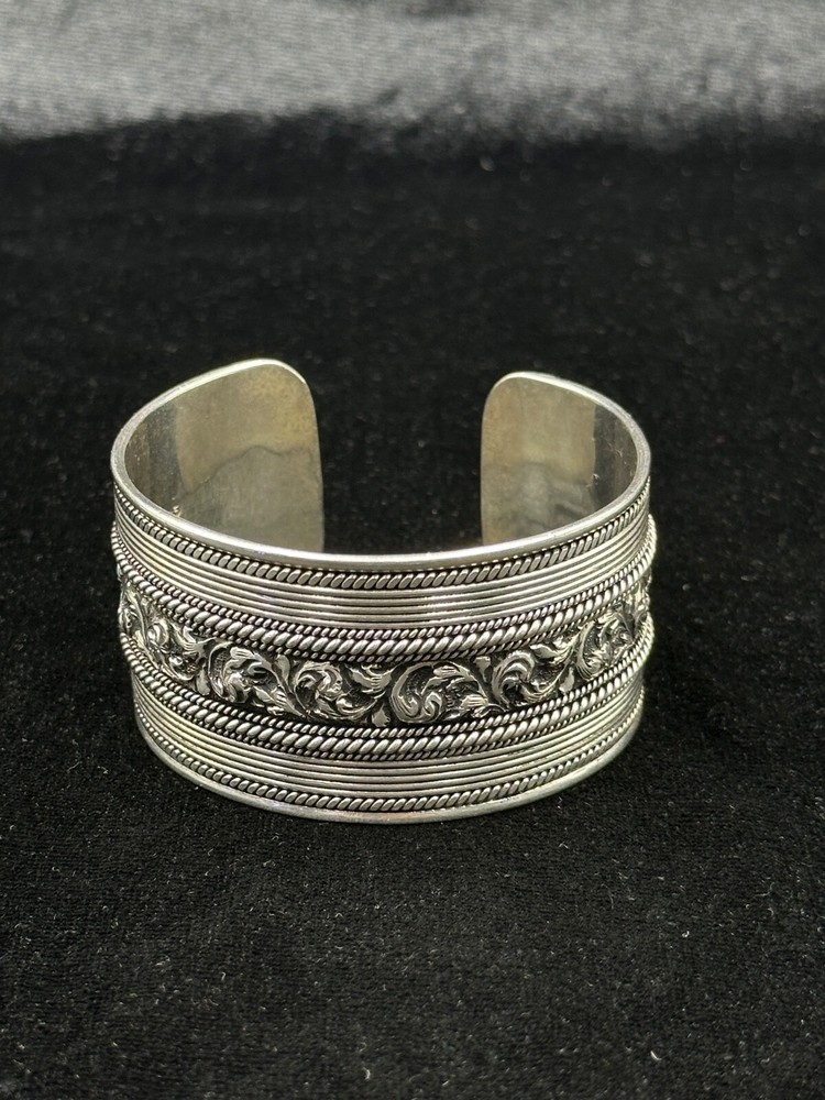 Unique Design Handmade Vintage Adjustable Silver Cuff Bangle Bracelet