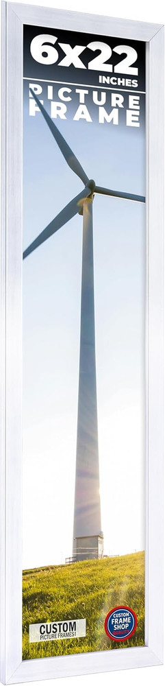 Custompictureframes 6X22 Stainless Silver Picture Frame - Solid Wood Silver Mode
