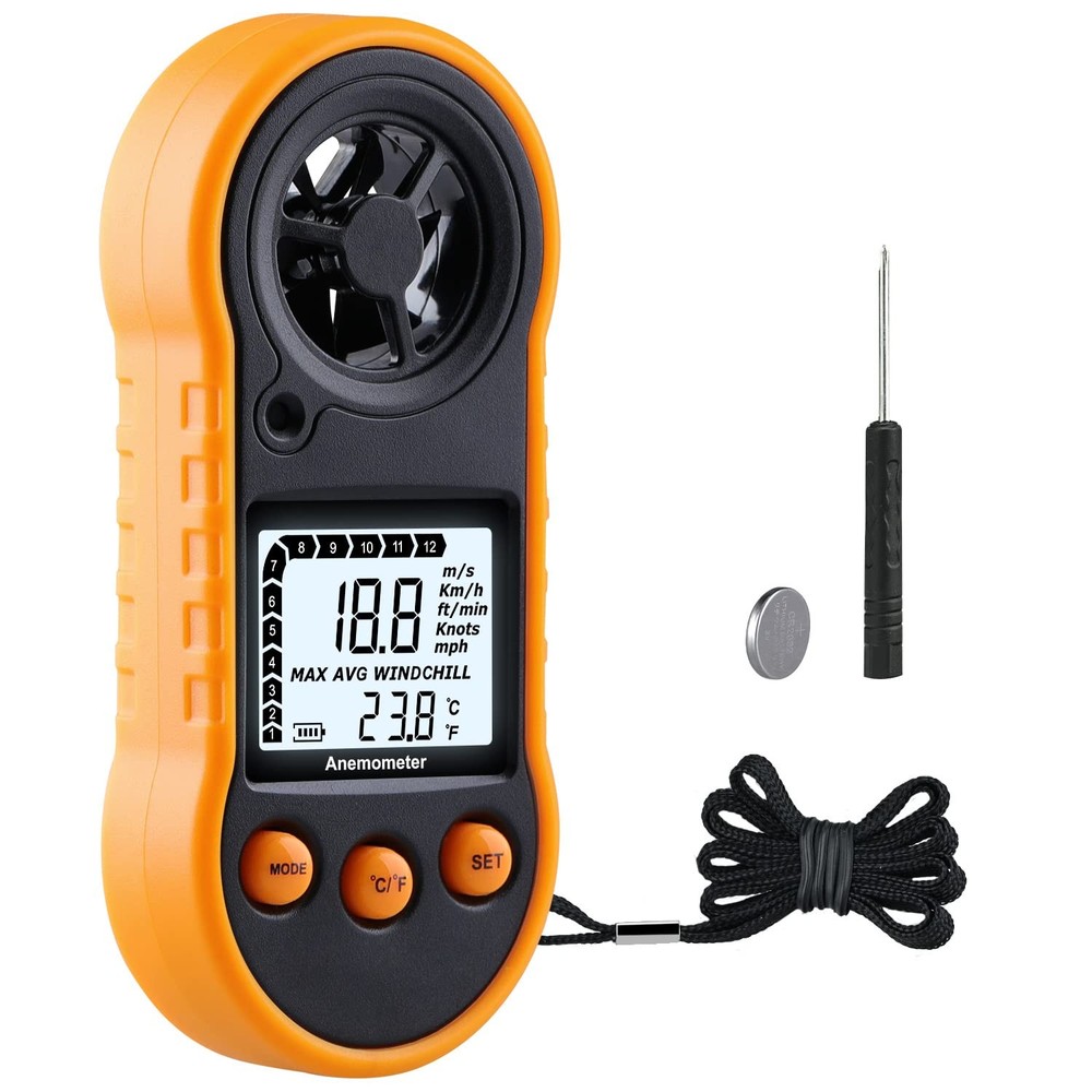 Digital Anemometer, Air Flow Meter with Wind Temperature Tool 10°C ...