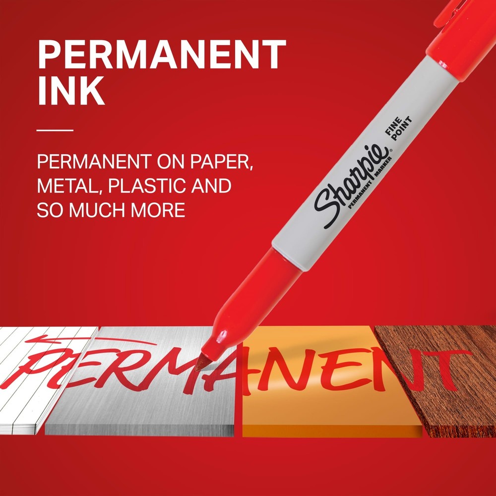 Sharpie Permanent Markers, Fine Point, Red, 36 Count