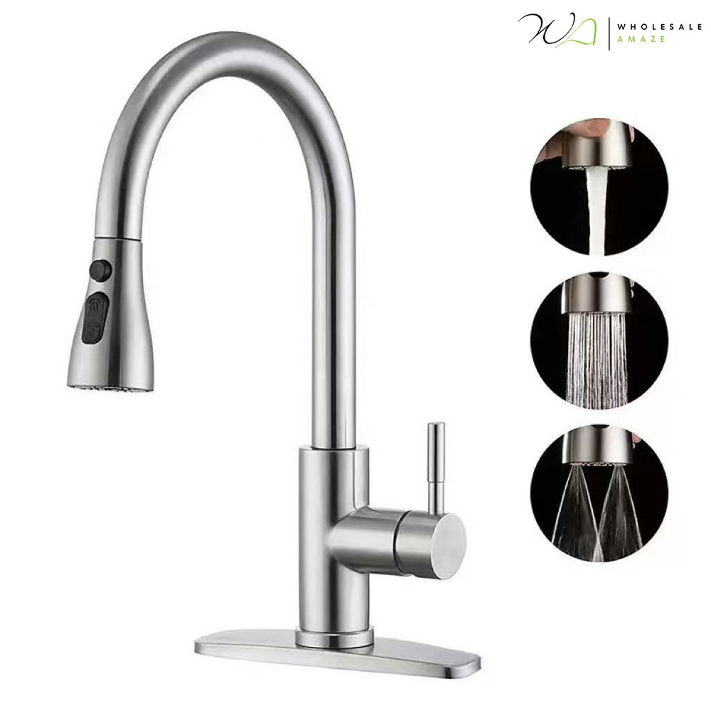 Kitchen Faucet with Pull Down Sprayer Multitask Mode Single Handle High Arc Pull