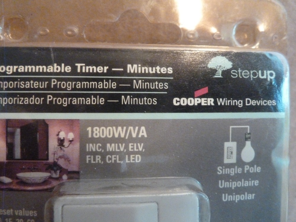 Cooper Wiring Devices PT18H-PTA Programmable Timer - 5 Presets - 1 Pole - WHITE