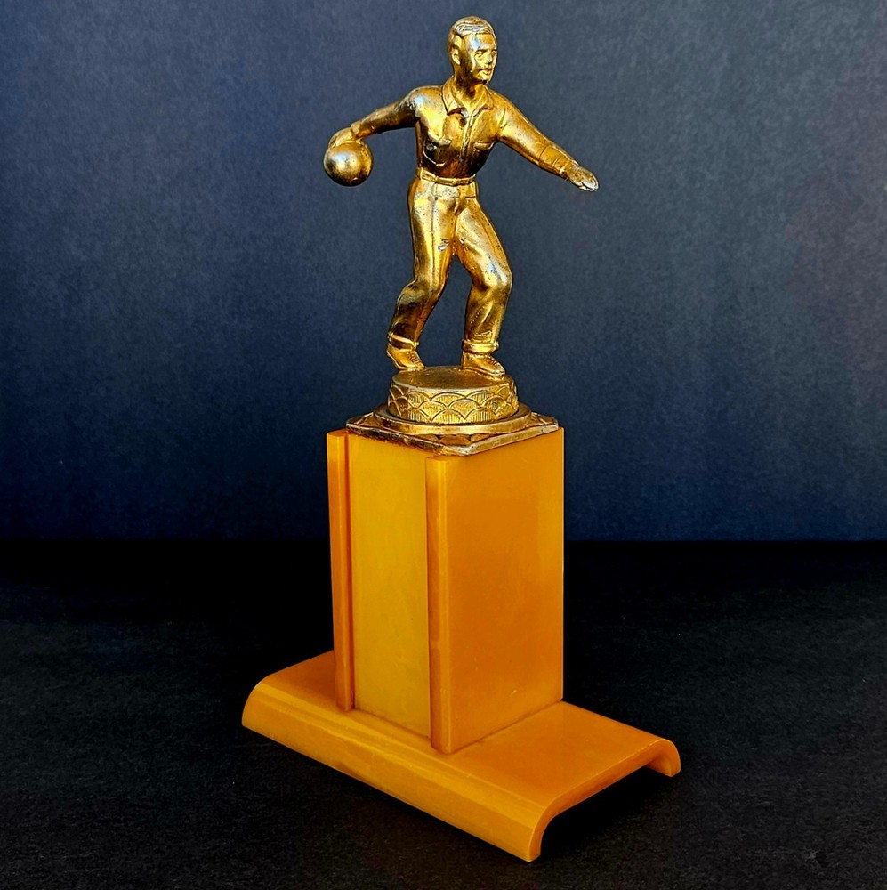 Vintage Bakelite Butterscotch Catalin Bowling Trophy