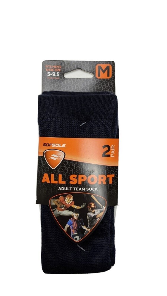 SOF SOL TEAM SOCKS TWO PAIR ALL SPORT BLUE WHITE BLACK AQUA MEDIUM
