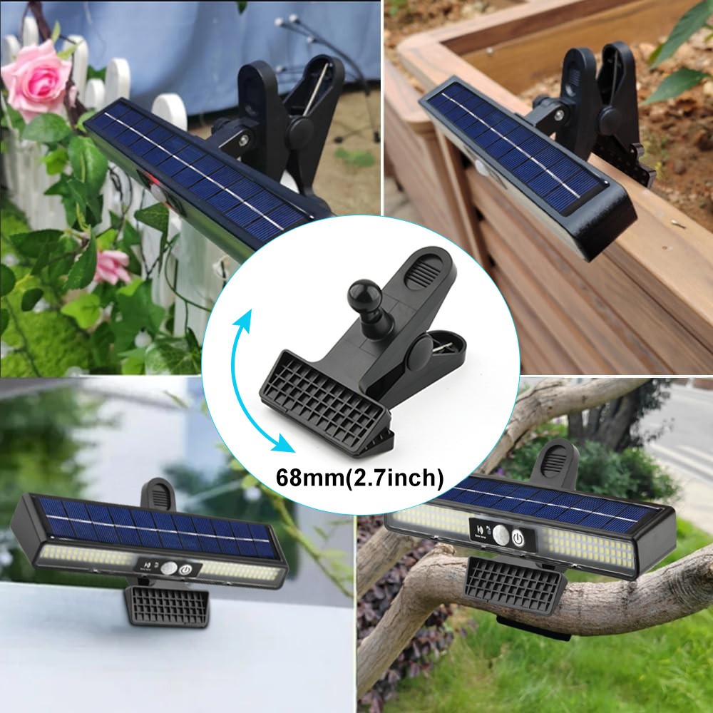 Solar Lights Outdoor Tree Clip Motion Sensor Security Wall Camping Light 3 Modes