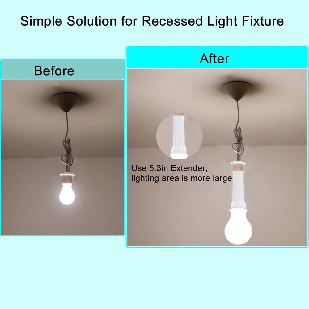 Light Socket Extender, E26/E27 Light Bulb Socket Extender Standard Medium Base,