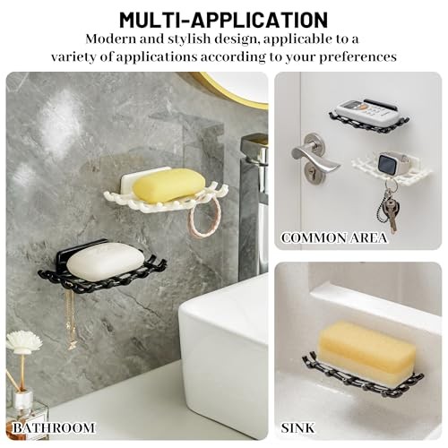 Soap Bar Holder Shower Wall Self Draining Dish 2 Pack Black