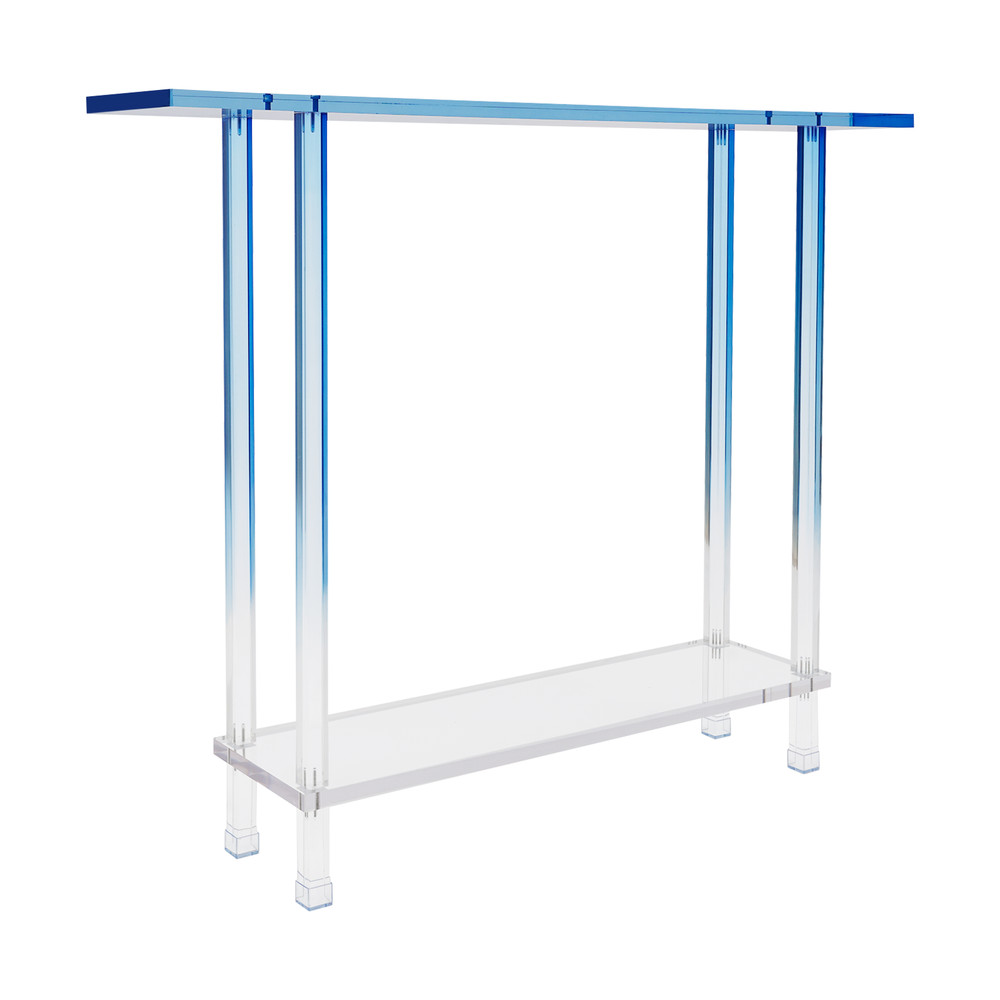 Acrylic Side Table Gradient Clear Blue Entryway Table Narrow Side Table