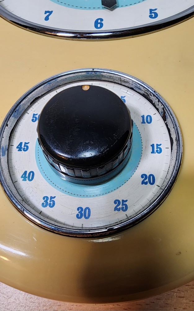 Vintage RZK Art Deco Kitchen Time Wall Clock And Timer Clock & Timer Tested Work