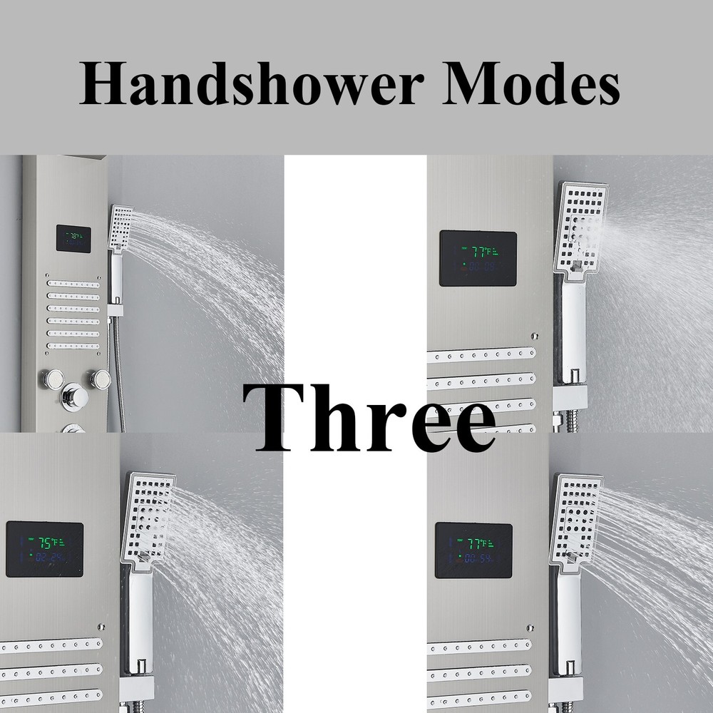ELLO&ALLO Shower Panel Tower LED Rainfall Waterfall Massage System with Body Jet