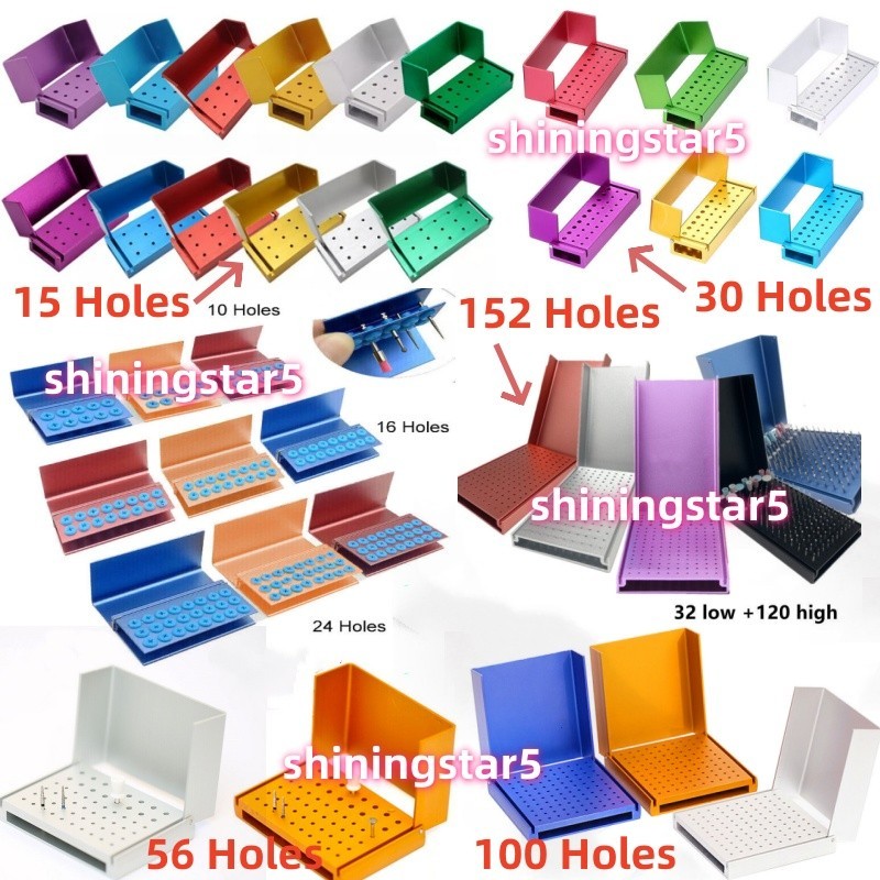 Dental Bur Holder Block Disinfection Box 10/15/16/24/30/56/100/142/152 Holes