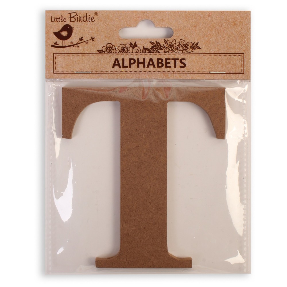 Little Birdie MDF Alphabets Upper Case 4" 1/Pkg-T - 6 Pack